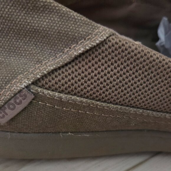 Mens Crocs Santa Cruz Shoes Size 11 Triple Comfort Taupe Canvas Slip On Loafers - Picture 8 of 11